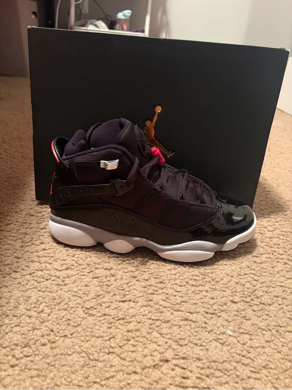 Jordan Black/Red/White Low Top Sneakers - Picture 4 of 5
